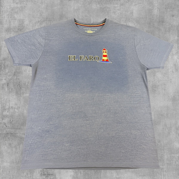 Tommy Hilfiger t-shirt grijs print heren maat XL katoen shirt tee vintage