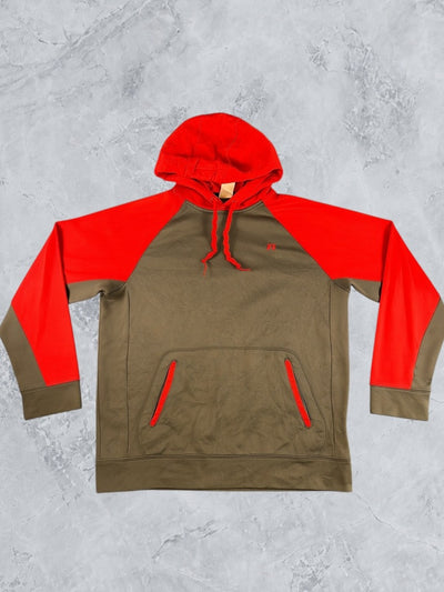 Grijs-rood colorblockvest (fleecevest / sweatvest) Russell Athletic heren M