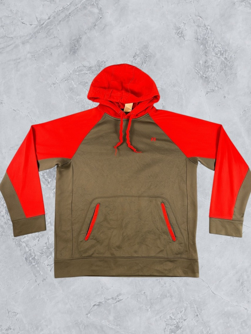 Grijs-rood colorblockvest (fleecevest / sweatvest) Russell Athletic heren M