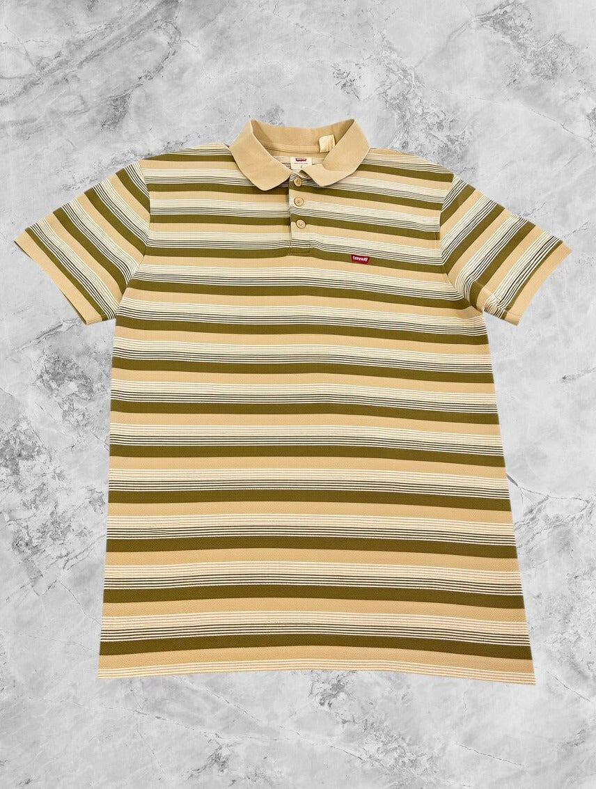 Zand-olijf Levi's piqué poloshirt (polohemd), maat M
