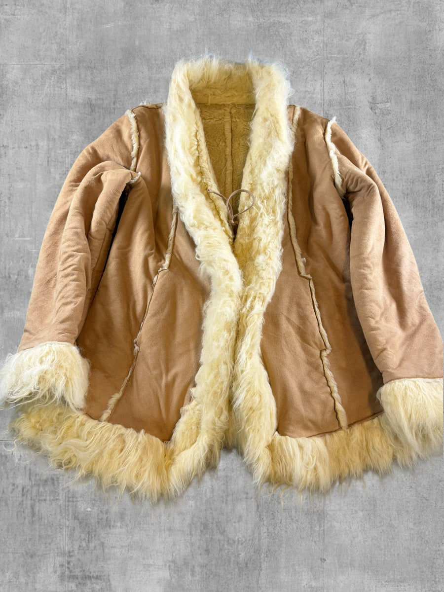 Vintage Dressing Afghaanse jas beige dames maat L