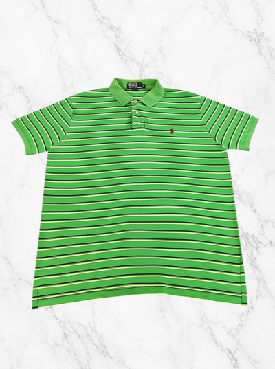 Groene polo (poloshirt) Polo Ralph Lauren piqué met streepje – maat L