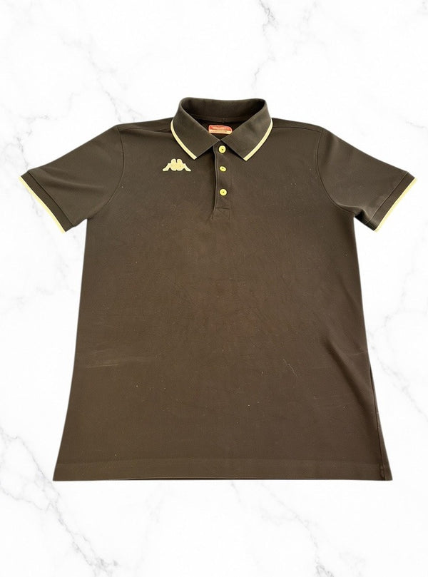 Zwarte Kappa polo met logo-borduring, maat M (piqué poloshirt / polo shirt)