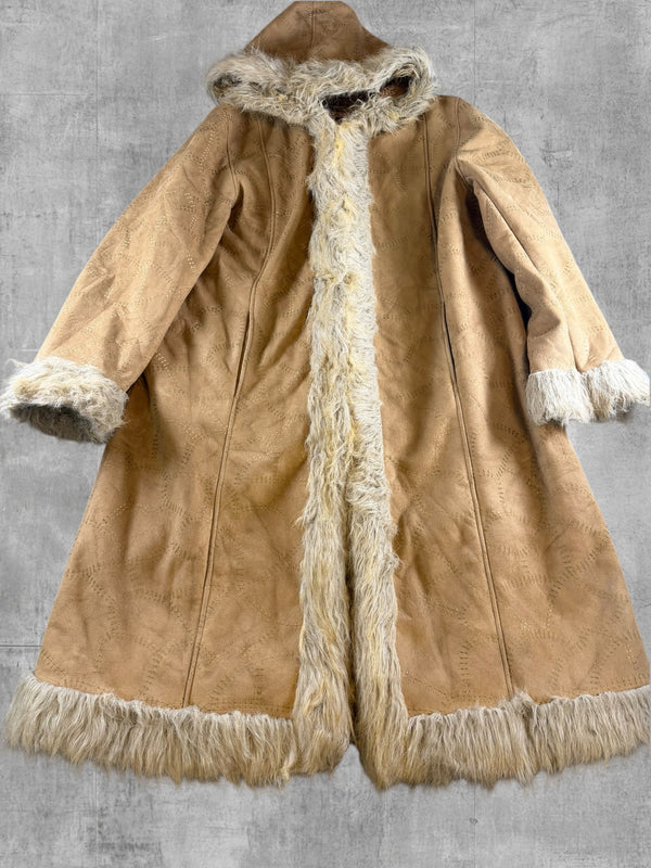Vintage Dressing Afghaanse jas bruin dames maat XXL