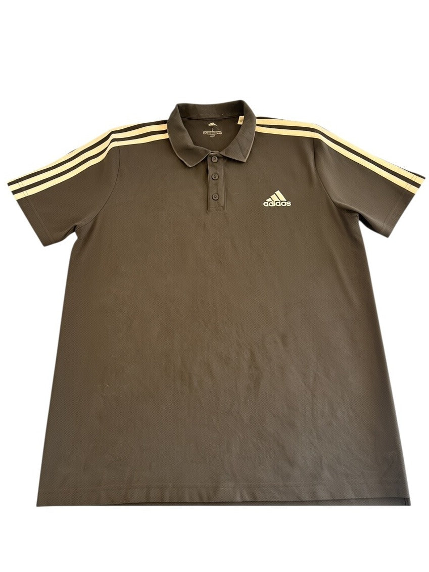 Zwarte adidas poloshirt met 3-stripes (polo / tennisshirt), maat L