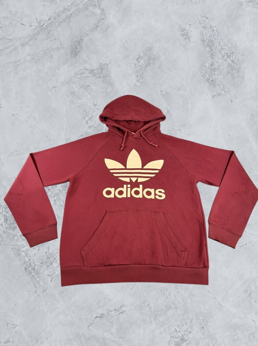 Bordeauxrode adidas Originals capuchontrui (hoodie), heren maat S, Trefoil-logo