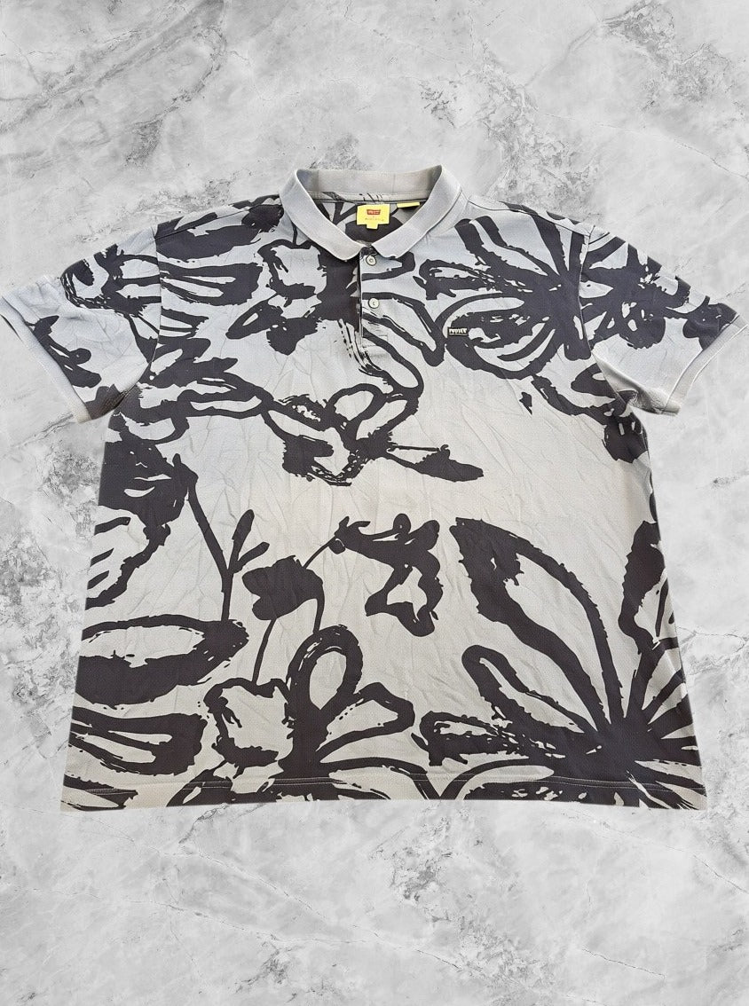 Blauwe Levi's polo (poloshirt) XXL met gave bloemenprint