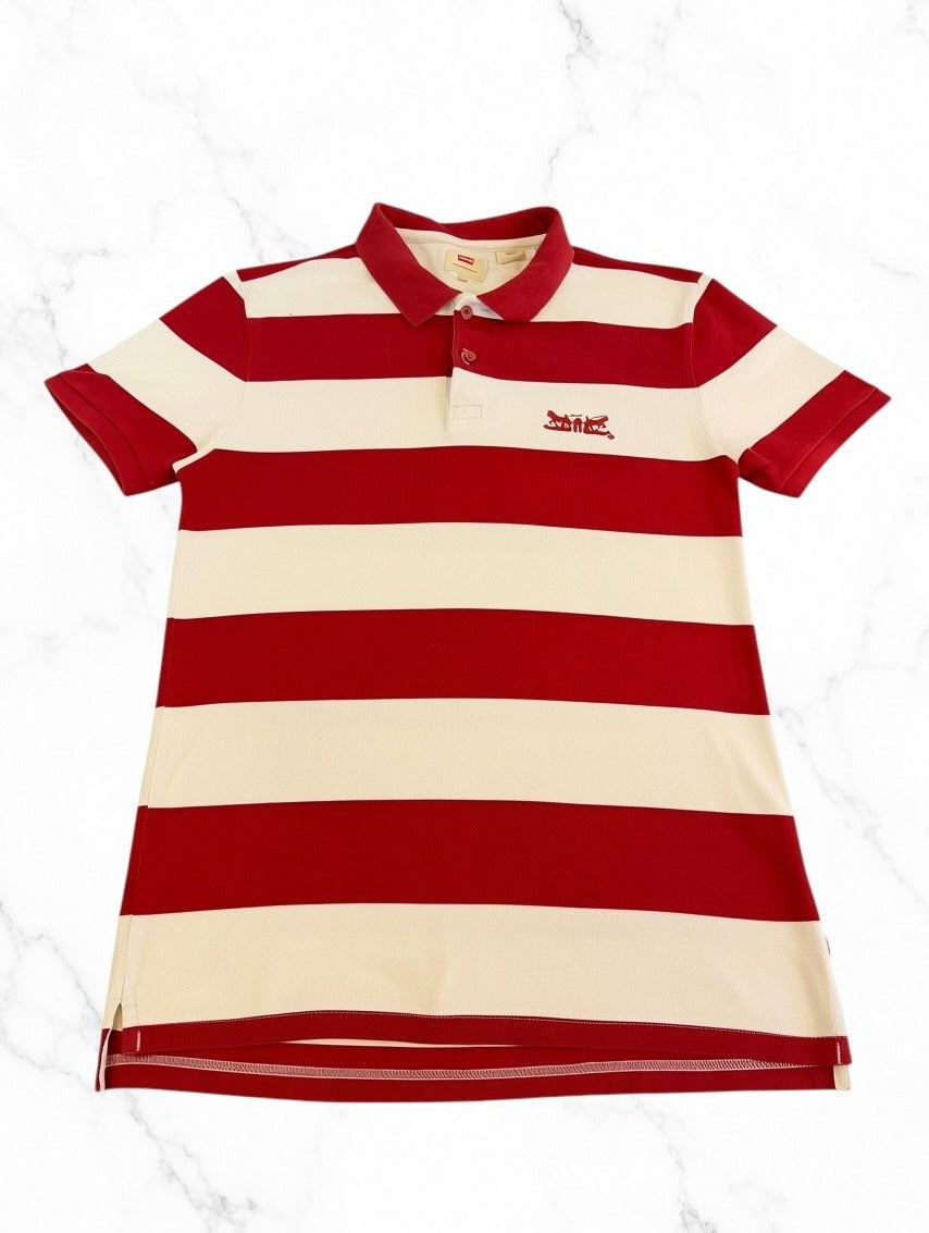Rood gestreepte Levi's polo (piqué poloshirt) maat L
