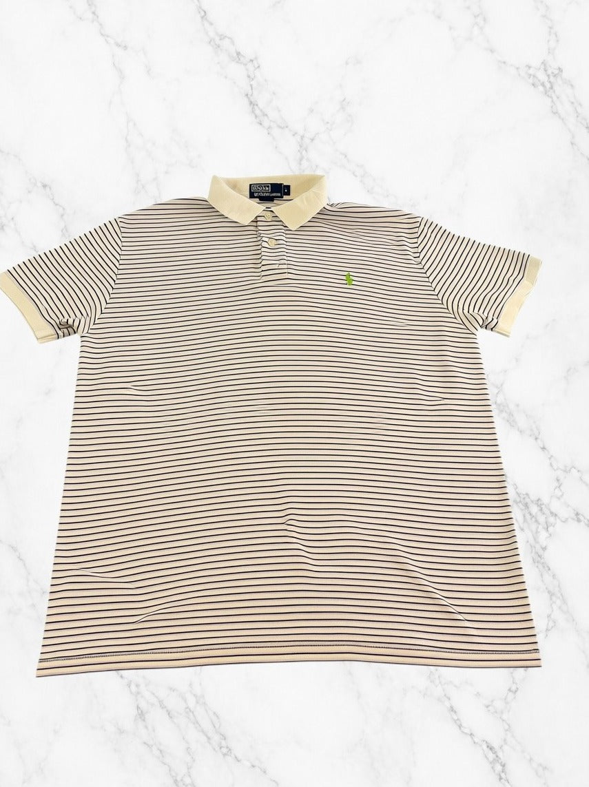 Wit Polo Ralph Lauren piqué-polo (poloshirt) maat L met crème contrastkraag