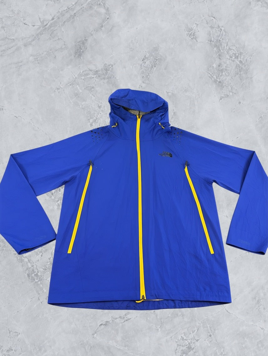 Blauwe The North Face regenjas, maat L (shell jas / windjak)