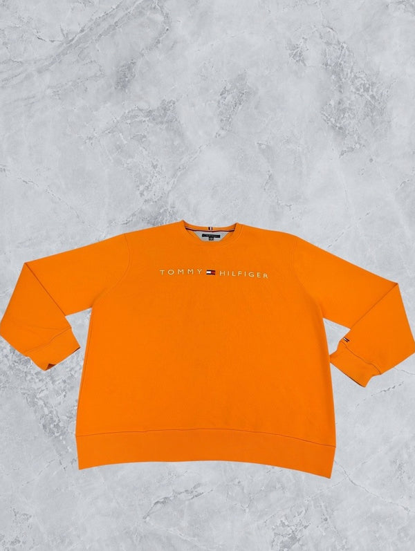 Felle oranje heren trui van Tommy Hilfiger (pullover/sweater), maat XXL