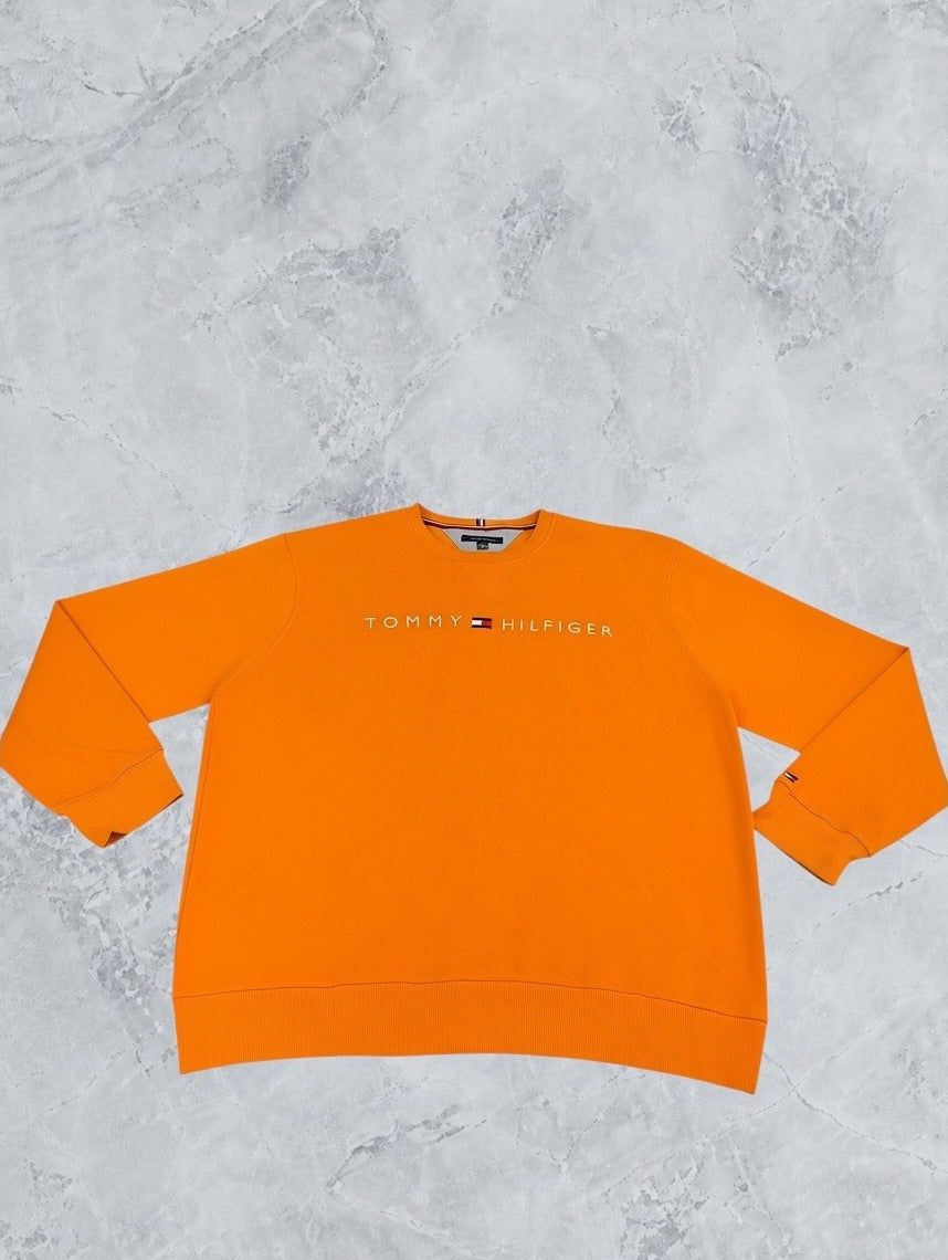 Felle oranje heren trui van Tommy Hilfiger (pullover/sweater), maat XXL