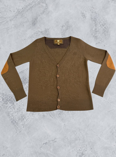 Grijs Timberland vest met suède elleboogstukken (cardigan / fleecevest), maat M