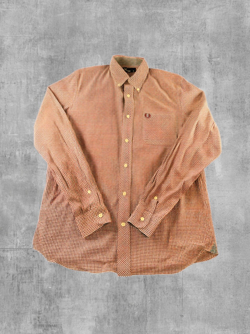Fred Perry overhemd rood geruit maat M button-down
