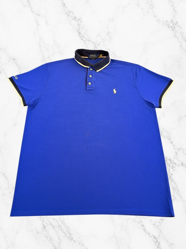 Blauwe piqué polo van Polo Ralph Lauren, maat XL (poloshirt / polohemd), Custom Slim Fit