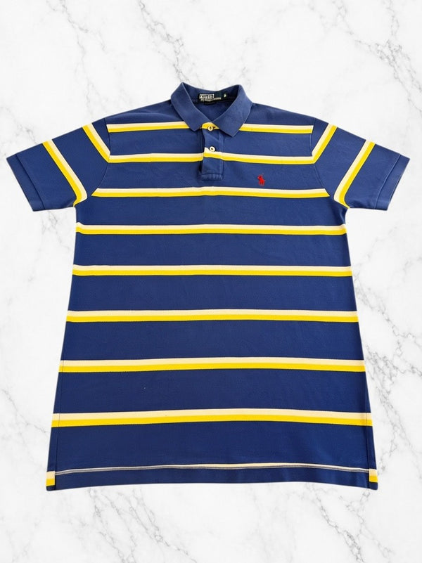 Kobaltblauwe Polo Ralph Lauren (Rugbyshirt / Poloshirt) met Streepdessin - Heren Maat M