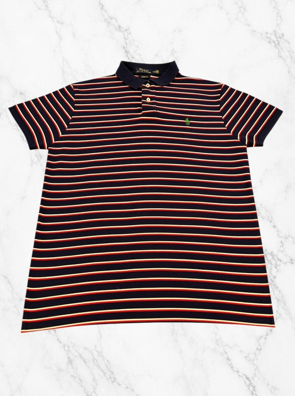 Polo Ralph Lauren zwart met streepboord – Custom Fit polo (poloshirt), maat M