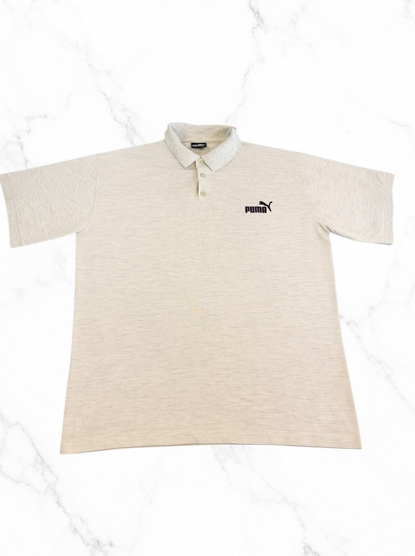 Grijze Puma, maat L (polohemd / piquéshirt) met geborduurd logo