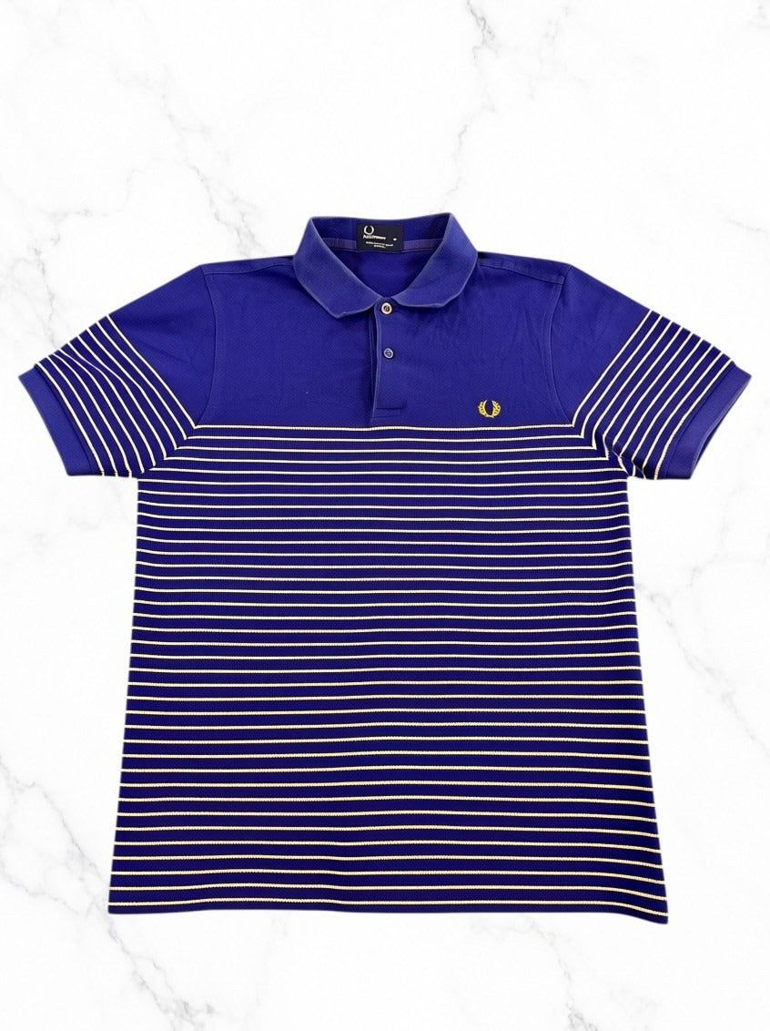 Blauw gestreept Fred Perry polo maat M (poloshirt)