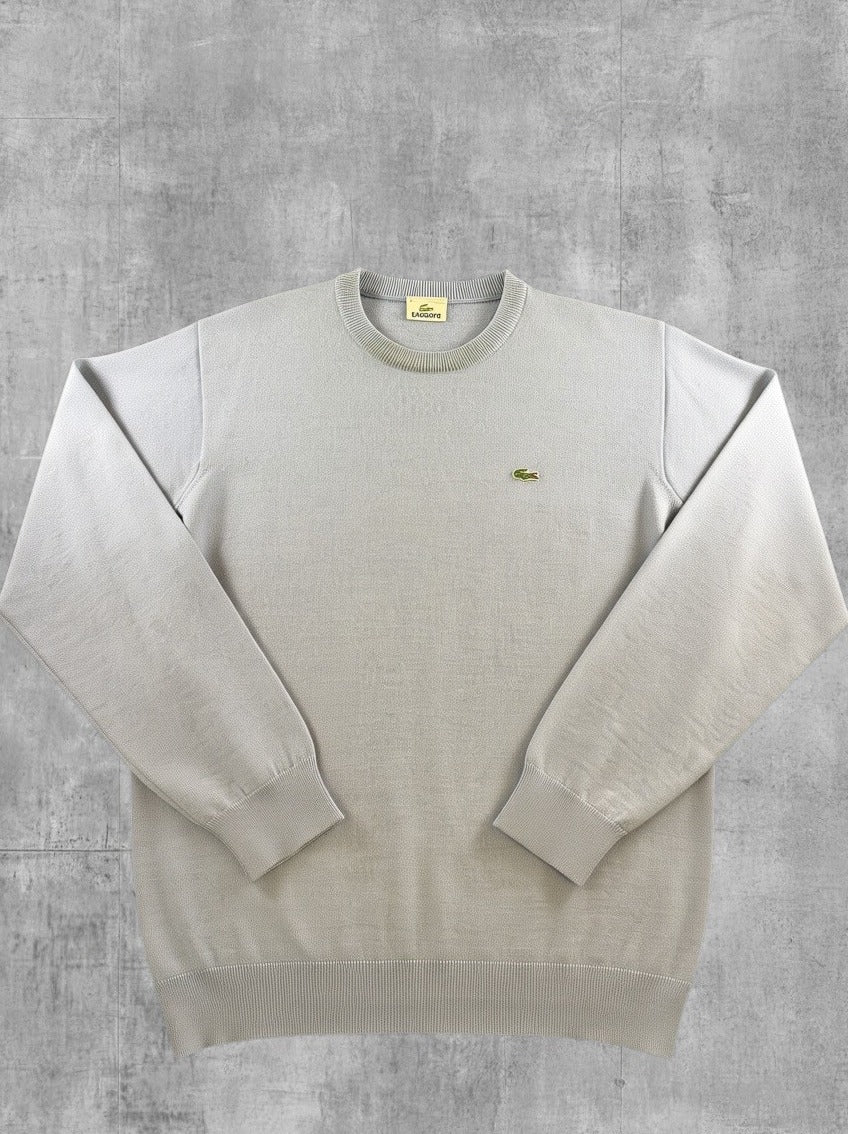 Blauwe Lacoste pullover (trui) van wol - heren maat L, ronde hals