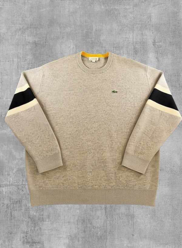 Grijs gemêleerde Lacoste heren trui, maat XXL (crewneck sweater / pullover)