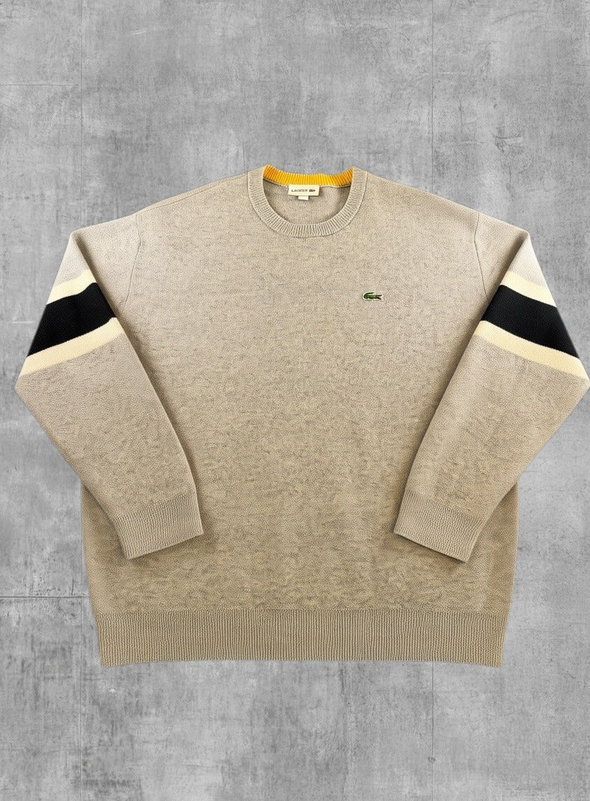 Grijs gemêleerde Lacoste heren trui, maat XXL (crewneck sweater / pullover)