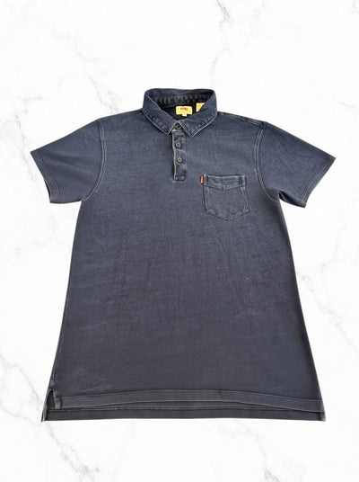 Blauw Levi's herenpolo (piqué poloshirt / denimlook) maat S met borstzak
