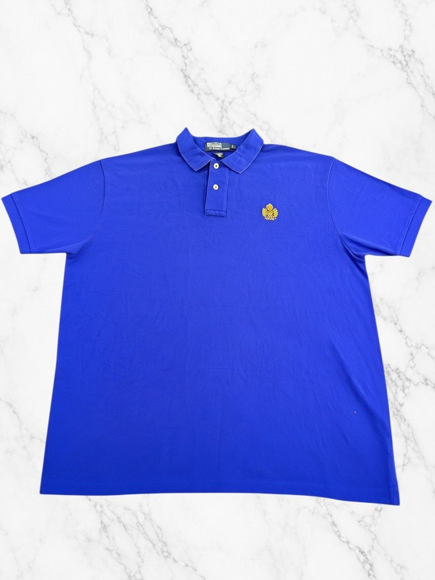 Blauwe Polo Ralph Lauren poloshirt (polo) maat L, goudkleurig ruiterlogo