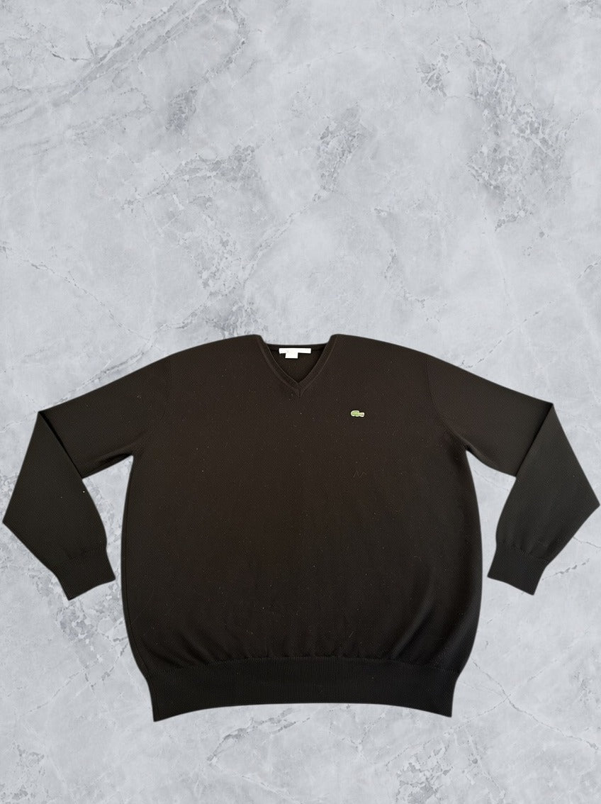 Zwarte Lacoste wollen trui maat XXL (pullover met V-hals)