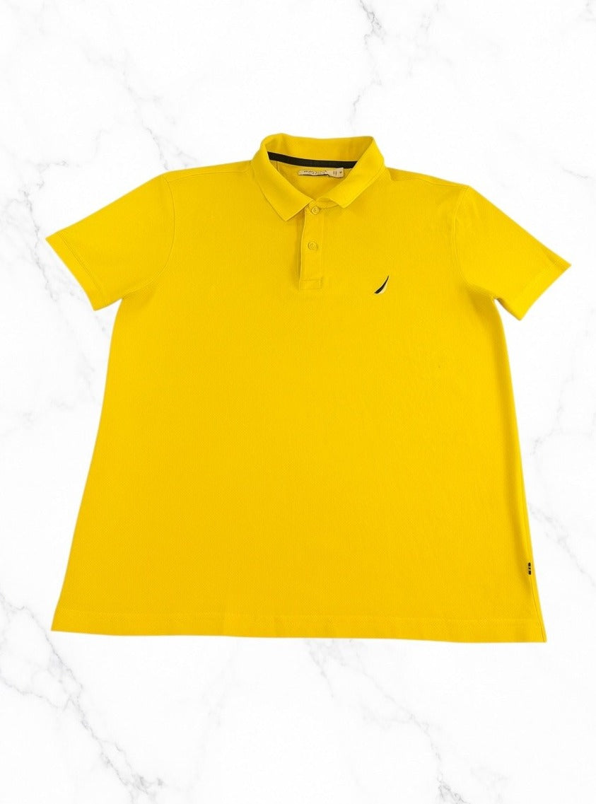 Zonnegeel Nautica polo heren (poloshirt) maat M piqué slim fit