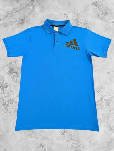 Azuurblauw adidas poloshirt (sportpolo) maat S met Badge of Sport logo