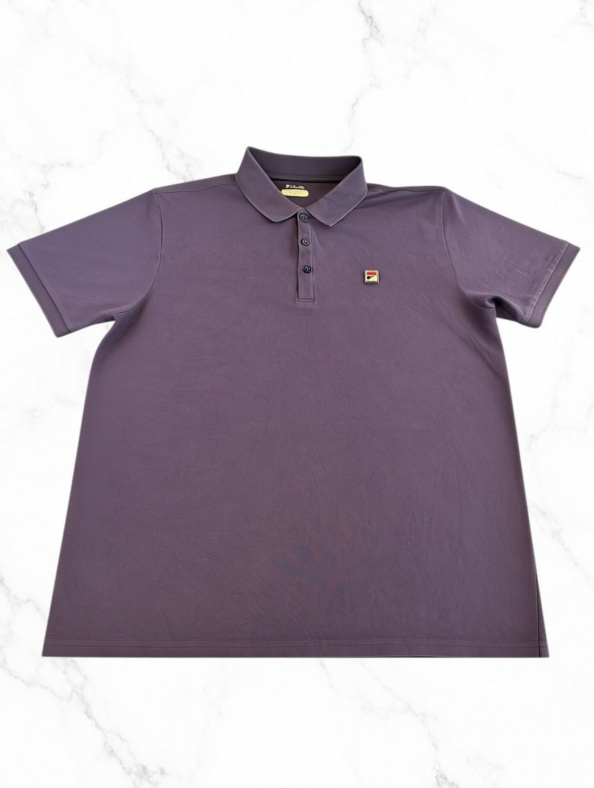 Blauw Fila poloshirt heren maat M (piqué shirt / polo met F-box logo)