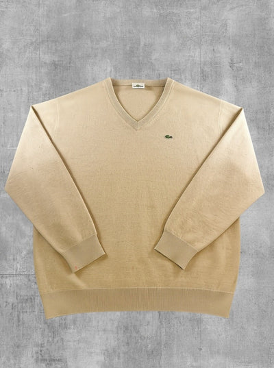 Beige Lacoste pullover heren, maat XXL (v-hals trui / sweater)