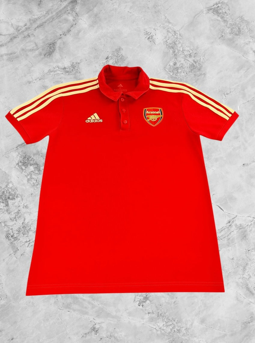 Grijze adidas Arsenal piqué-top, maat S (polo / sportshirt met 3-stripes)