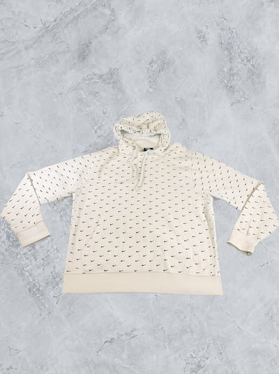 Witte Nike hoodie met mini-swoosh print, heren maat L (capuchontrui)