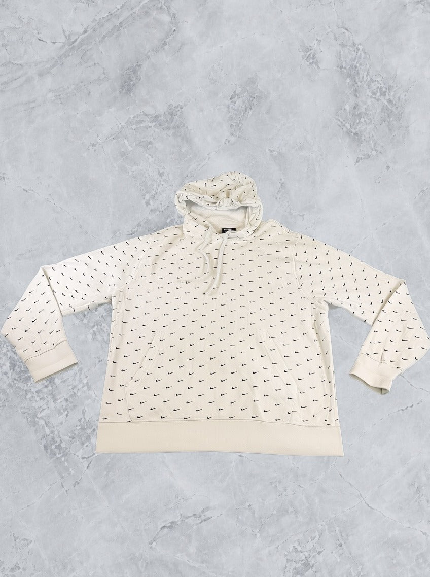 Witte Nike hoodie met mini-swoosh print, heren maat L (capuchontrui)