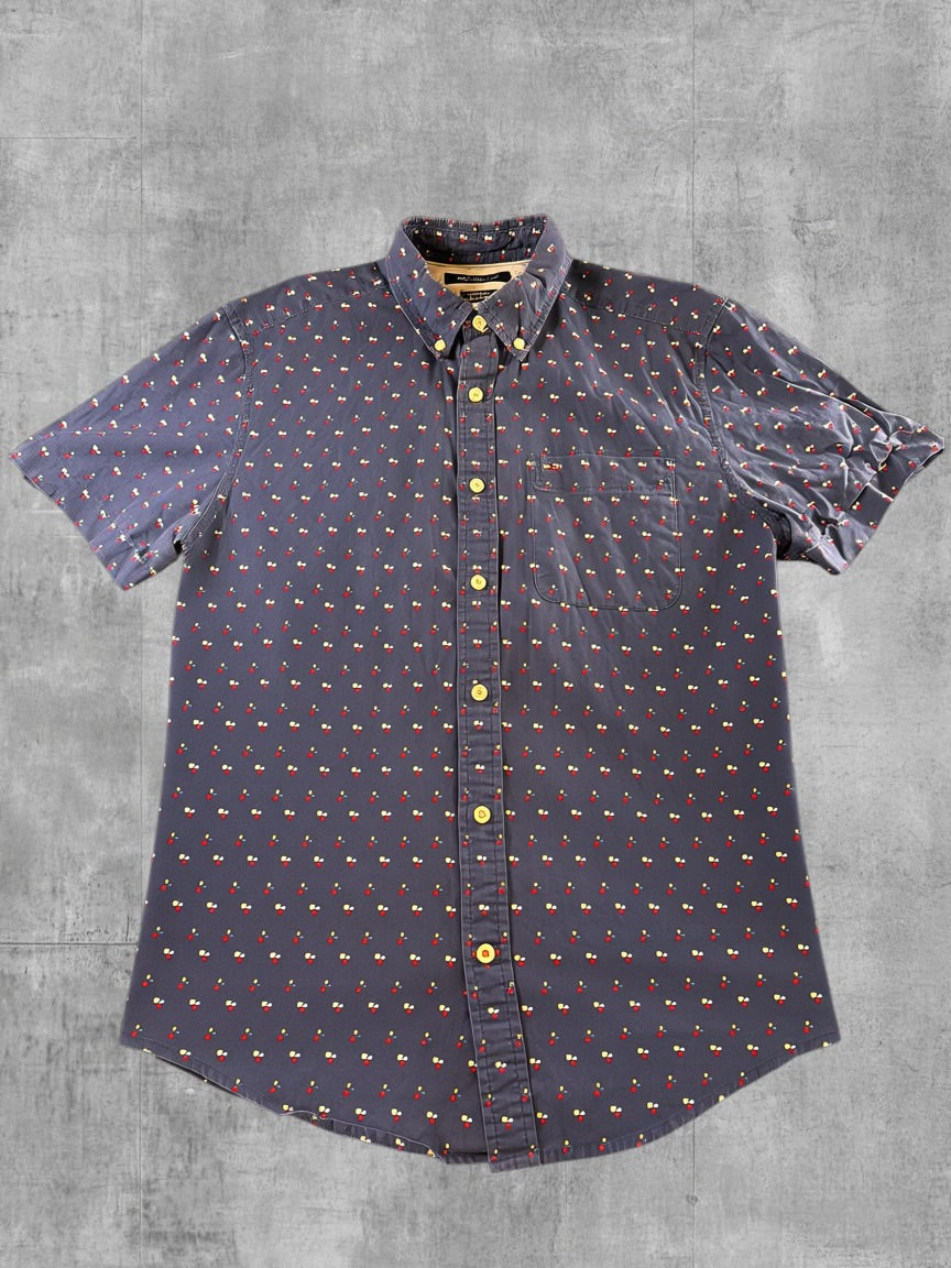 Tommy Hilfiger blouse blauw print heren maat M overhemd hawaii shirt patroon bloemenprint