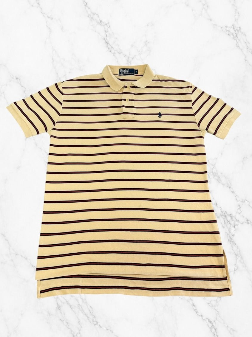 Beige poloshirt Ralph Lauren (piquépolo) met streep, maat S