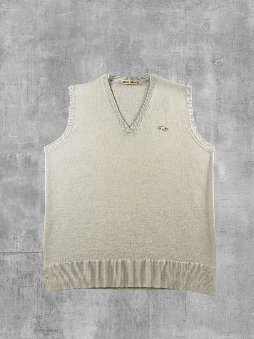 Lacoste vest grijs heren maat M cardigan knoopvest trui vintage