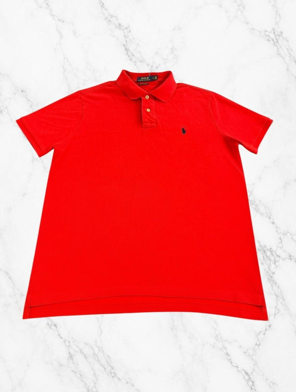 Rood Katoenen Polo van Ralph Lauren (Poloshirt / Polohemd), Heren Maat XL, Slim Fit