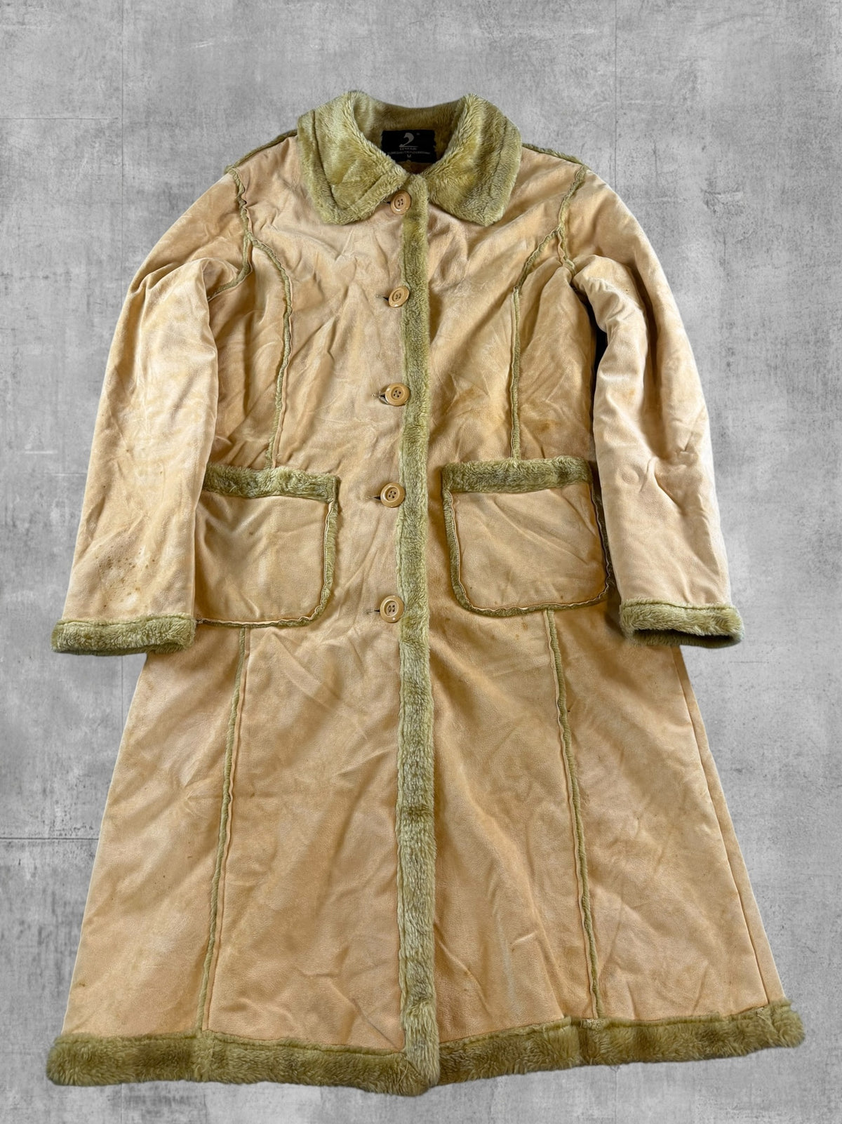 Beige lammy coat maat M (Afghaanse jas / shearling-jas), Vintage Dressing