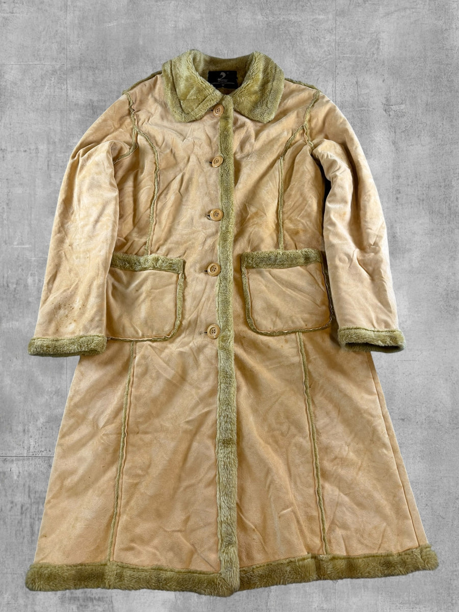 Beige lammy coat maat M (Afghaanse jas / shearling-jas), Vintage Dressing