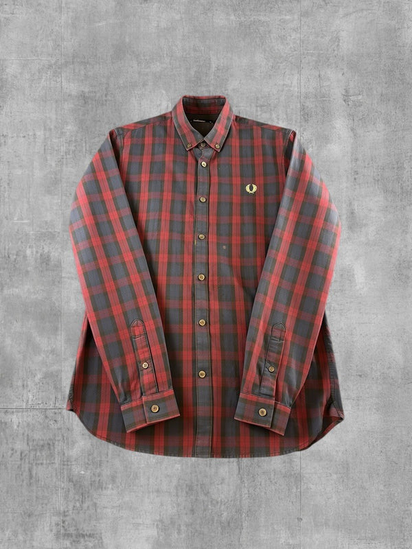 Fred Perry overhemd rood geruit maat S button-down