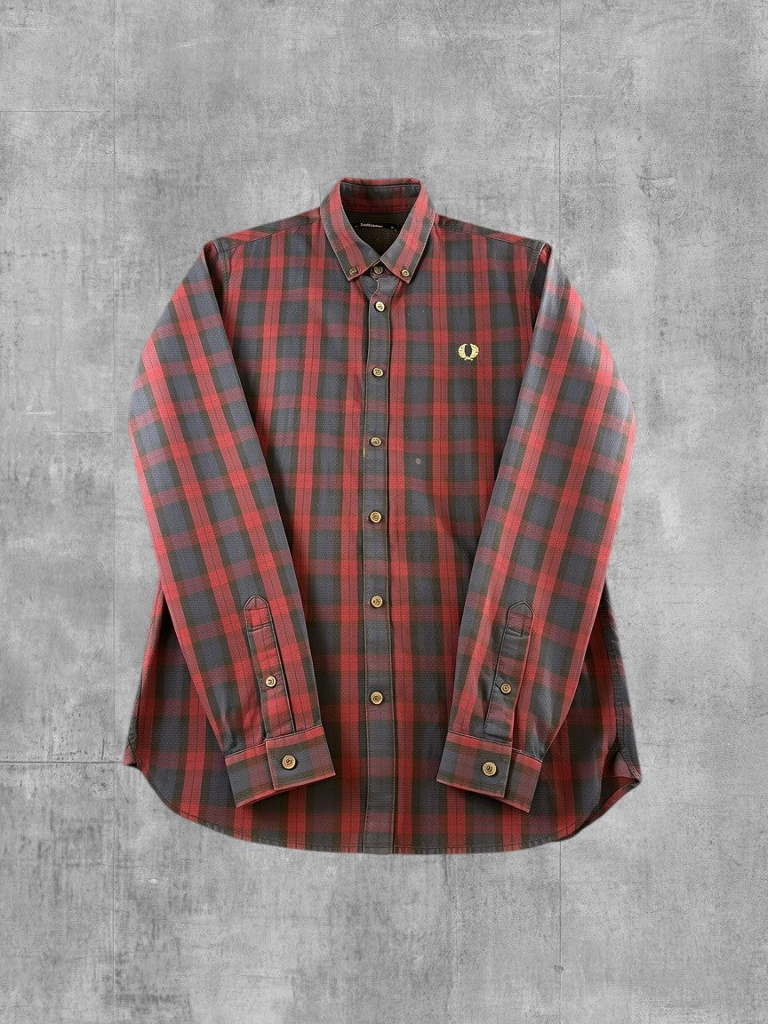 Fred Perry overhemd rood geruit maat S button-down