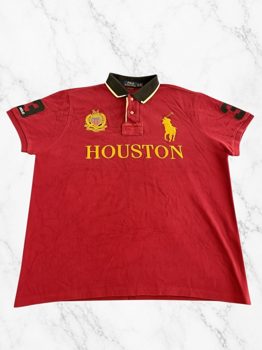 Rood Polo Ralph Lauren Houston chenille shirt (poloshirt / polo, maat XL)