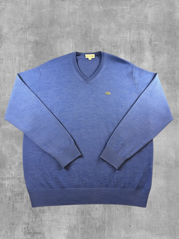 Lacoste trui blauw heren maat XXL v-hals v-neck sweater pullover vintage