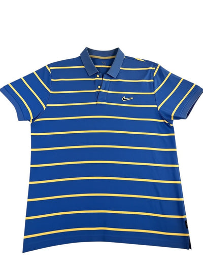 Vintage Nike Athletic Dept. gestreepte polo blauw maat M