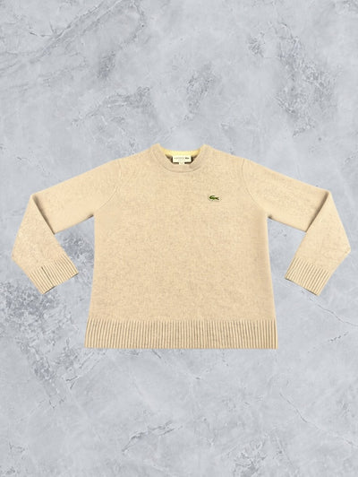 Grijze Lacoste pullover, maat L (fijngebreide trui / sweater), Classic Fit