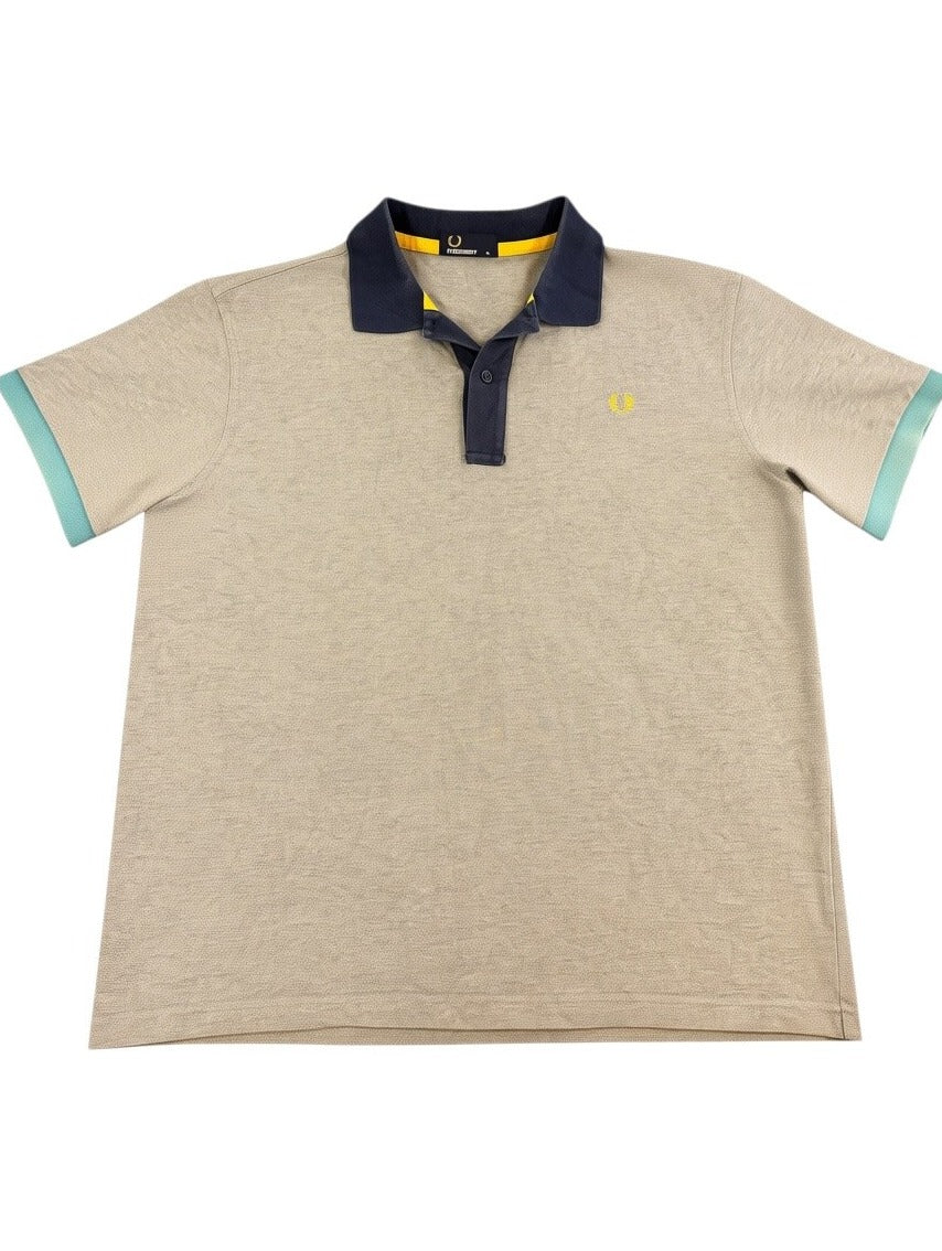 Grijze Fred Perry colour-block polo (poloshirt), maat XL