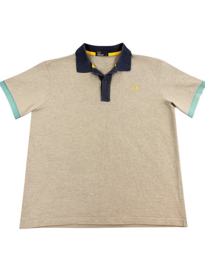 Grijze Fred Perry colour-block polo (poloshirt), maat XL